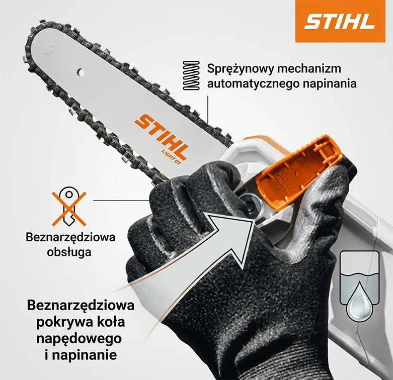 STIHL HTA 30 — automatyczne napinanie łańcucha i beznarzędziowa pokrywa